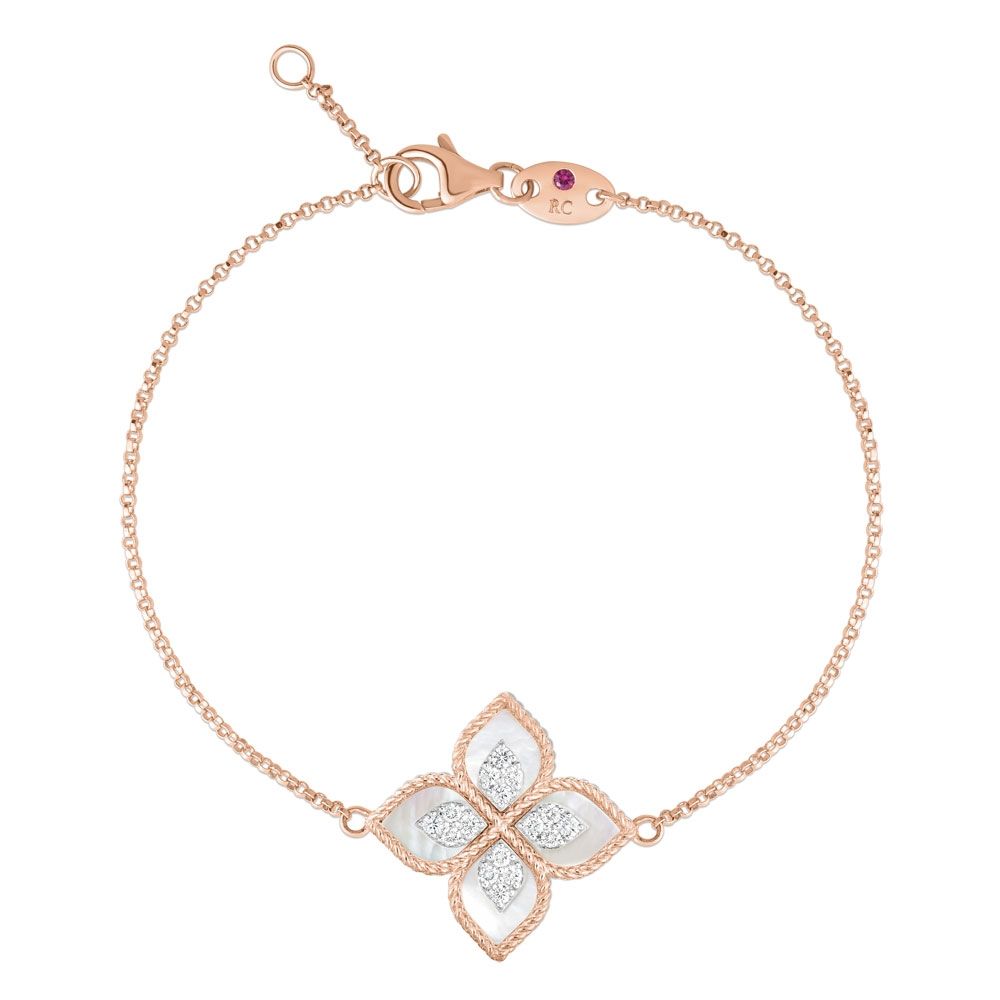 PRINCESS FLOWER BRACELET WITH DIAMONDS AND MOTHER OF PEARL