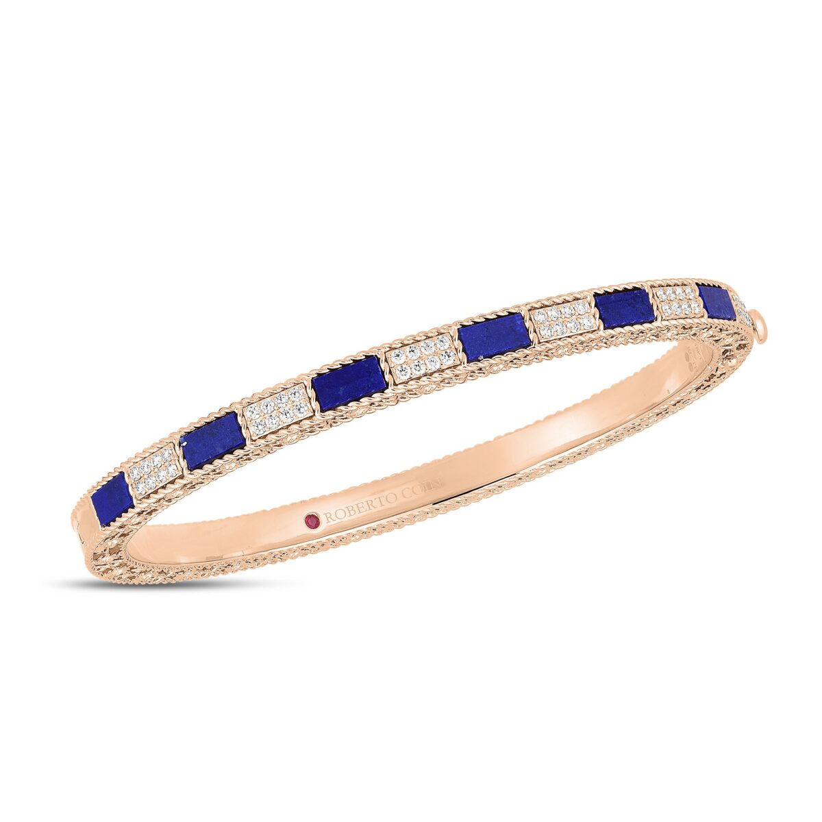 ROBERTO-COIN-ART-DECO-BANGLE-18KT-ROSE-GOLD-WITH-LAPIS-FIVE-ELEMENTS-WITH-DIAMONDS-MINI-VERSION_ADV888BA2264_SIDE