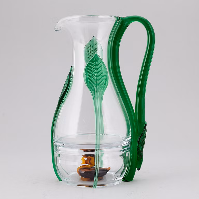Kosta Boda glass ewer by Ernst Billgren, late 20th Century