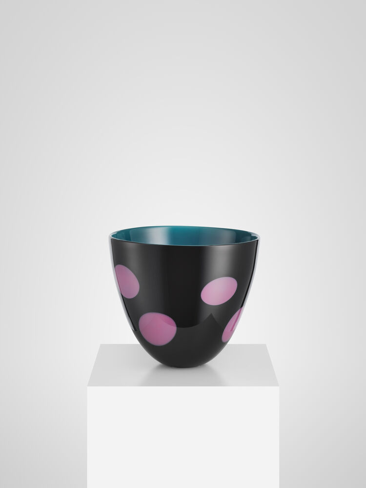 Non stop bowl black/pink dots