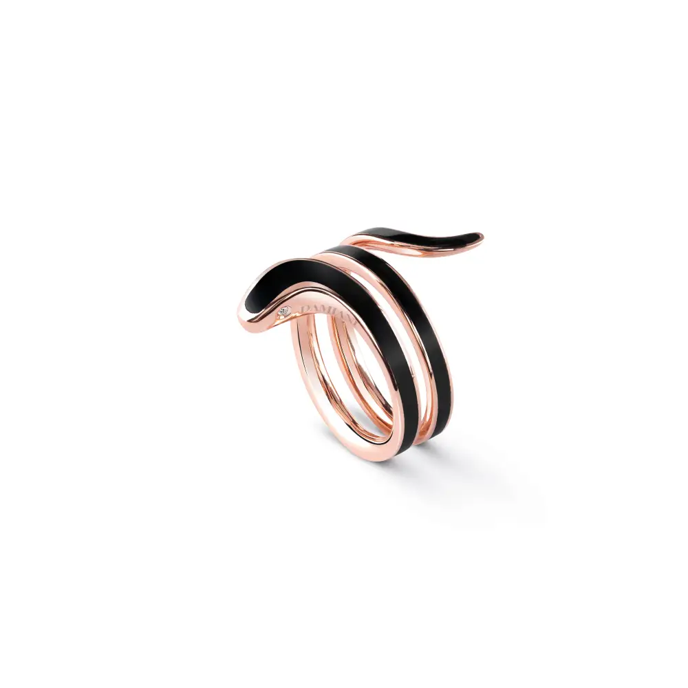 Eden Ring Pink Gold With Diamond and Black Ceramic