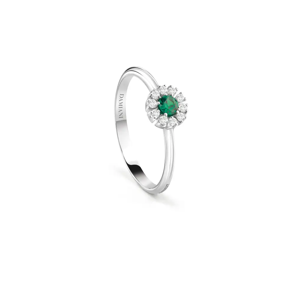 Margherita Ring White Gold With Diamond and Emerald