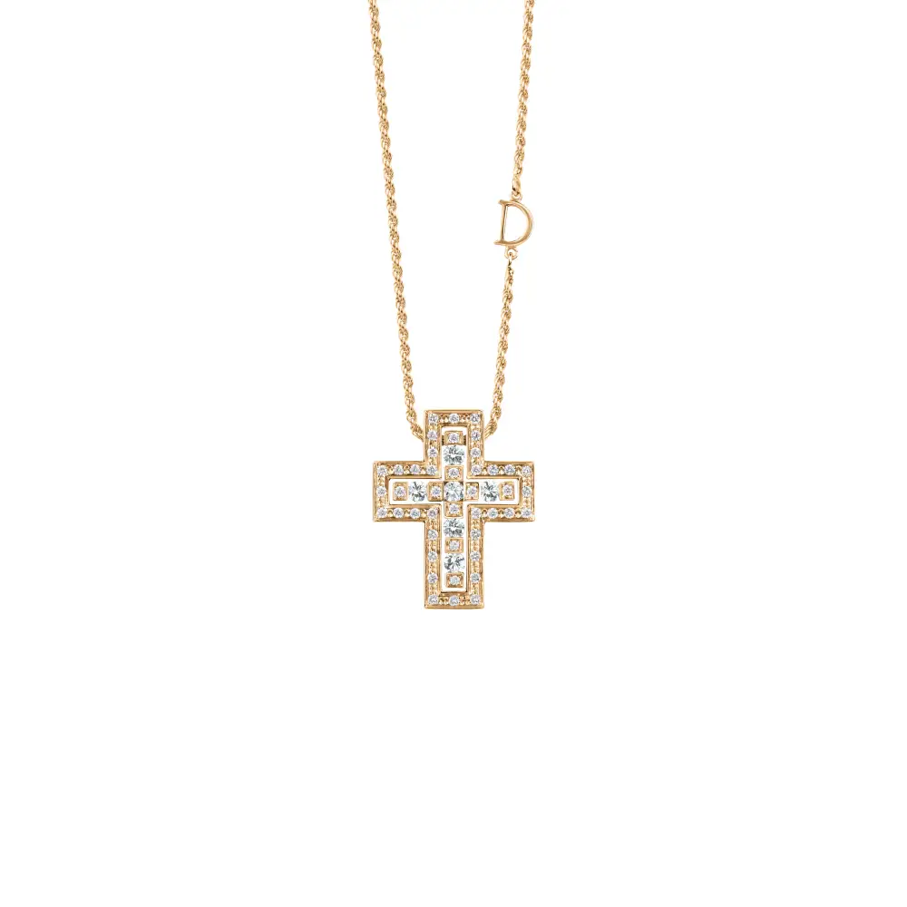 Belle Epoque Cross Necklace Yellow Gold With Diamond