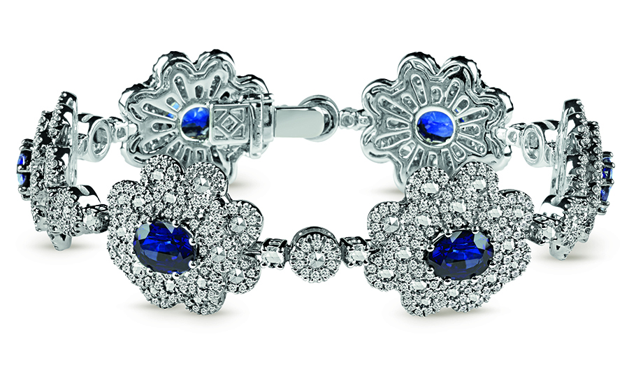 Renaissance Bracelet White Gold With Diamond and Sapphire