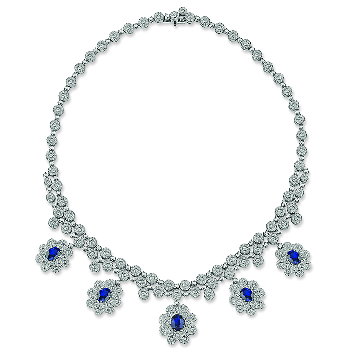 Renaissance Necklace White Gold With Diamond and Sapphire