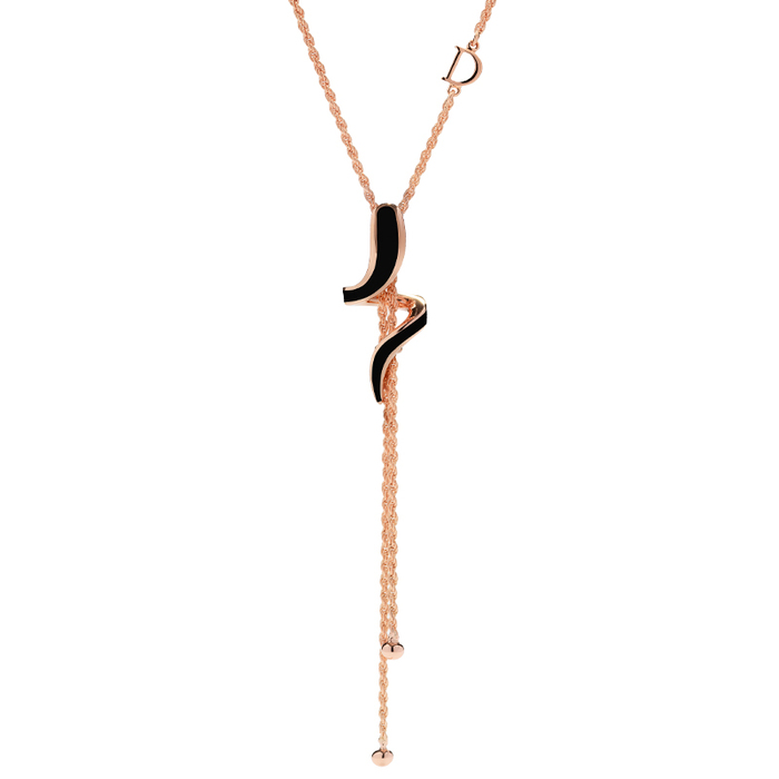 Eden Necklace Pink Gold With Diamond and Black Ceramic