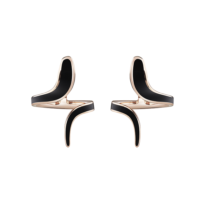 Eden Earrings Pink Gold With Black Ceramic and Diamond