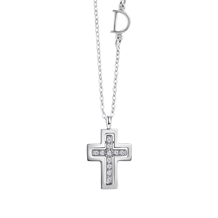 Belle Epoque Cross Necklace White Gold With Diamond