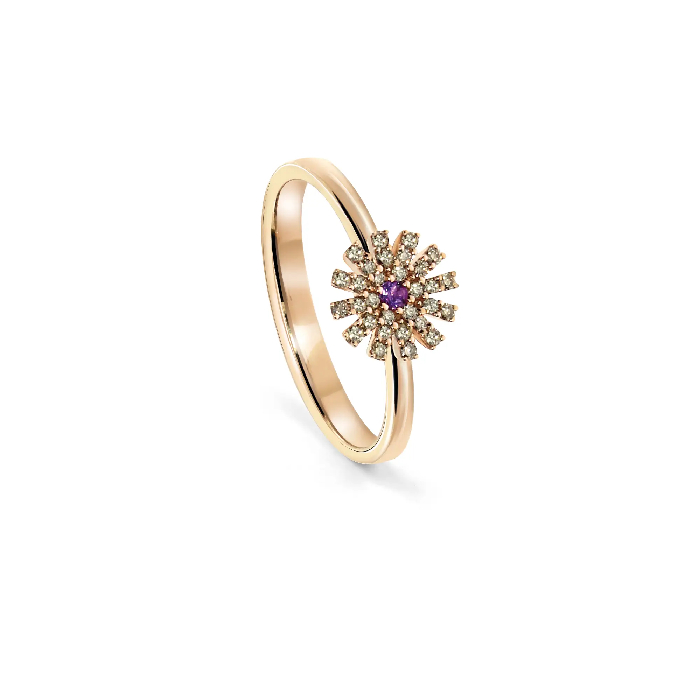 Margherita Ring Pink Gold With Diamond and Amethyst