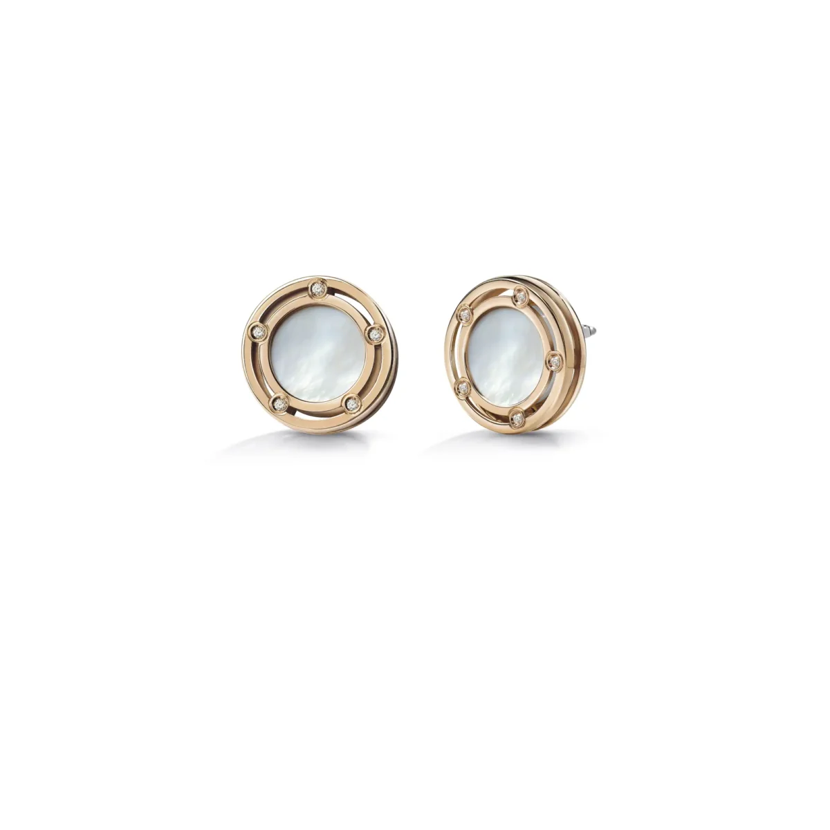 D.Side Earrings White Gold With Diamond and Mother Of Pearl