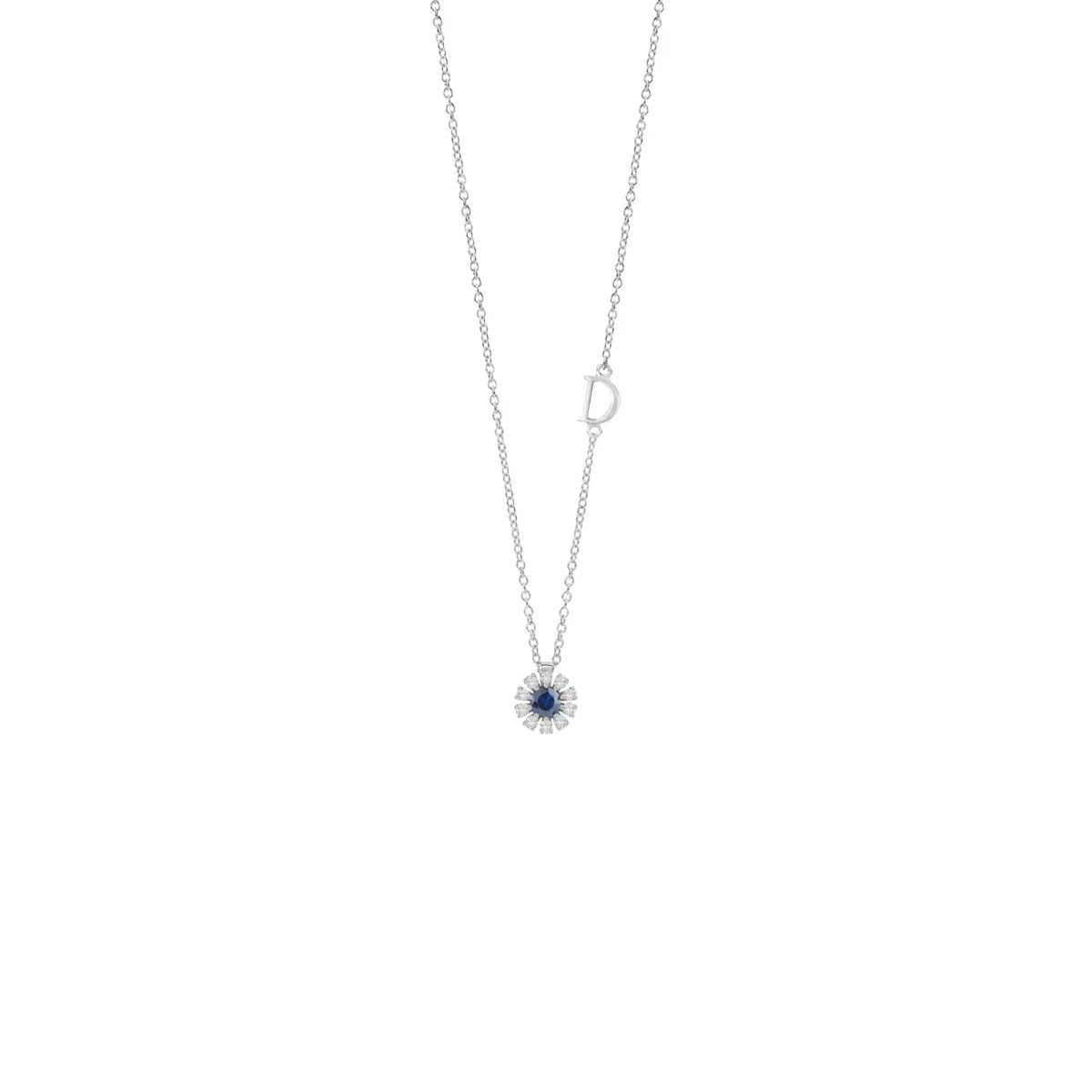 Margherita Necklace White Gold With Diamond and Sapphire