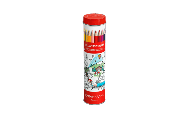 Metal tube 18 Swisscolor water-soluble Colour pencils + poster of Swiss Animals