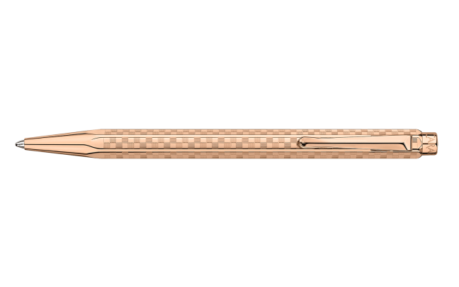 Set Ballpoint Pen Ecridor™ Damier Rose Gold & Black Leather Case